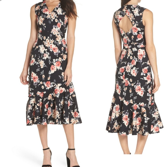 chelsea28 open back dress Chelsea28 Navy Sapphire Patchwork Ruffle Open